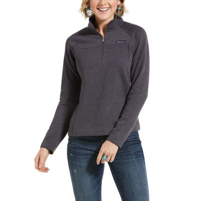 Bluzy Damskie Ariat REAL Komfort 1/2 Zip Ciemny Szare | PL-010085