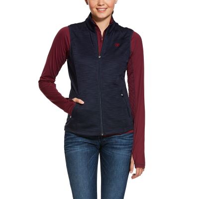 Kamizelki Damskie Ariat Conquest Full Zip Vest Granatowe | PL-292364