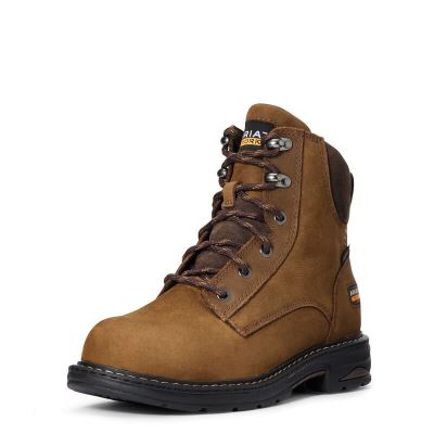 Kozaki Robocze Damskie Ariat Casey 6" Koronkowe Up Composite Metalowym Ciemny Brązowe | PL-096941