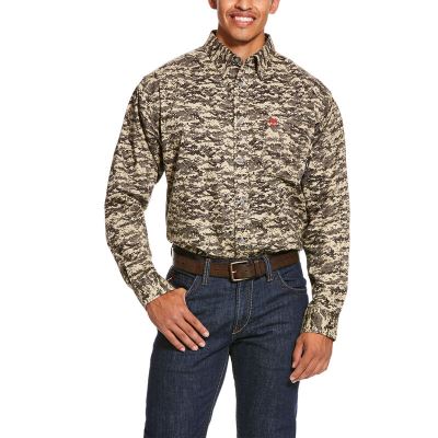 Koszula Robocza Męskie Ariat FR Patriot Shirts Oliwkowe Camo | PL-420066